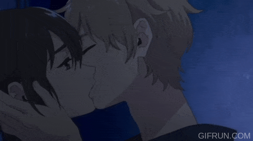 romantic anime kiss gif